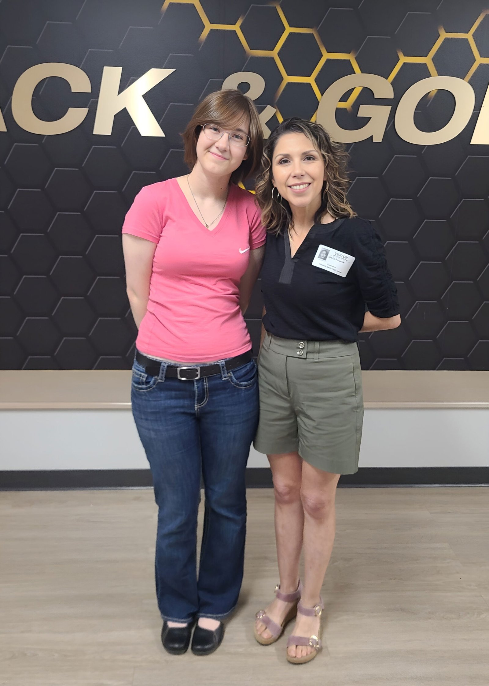 Linda with students at Hinsdale South High School